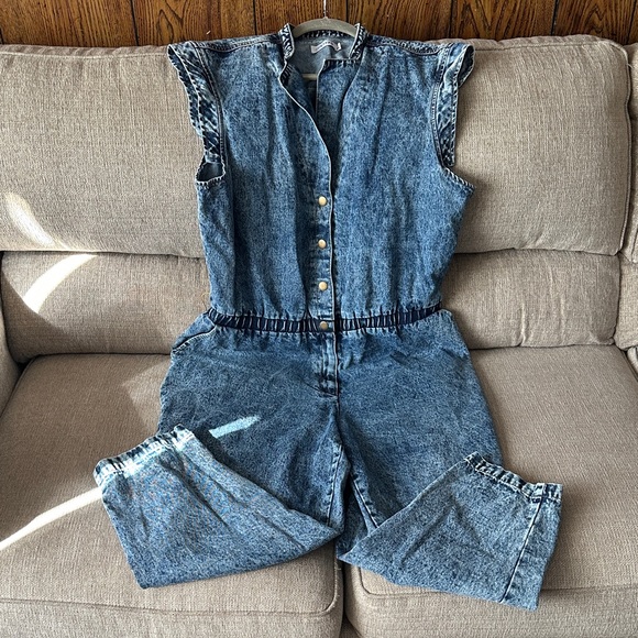 JustFab Pants - Denim Sleeveless Jumpsuit